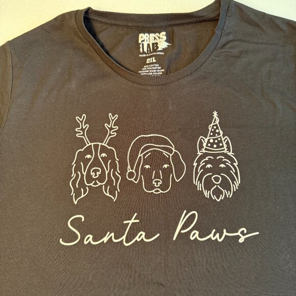 SANTA PAWS WOMEN'S SHORT SLEEVE SHIRT 2XL CHRISTMAS - Picture 2 of 6
